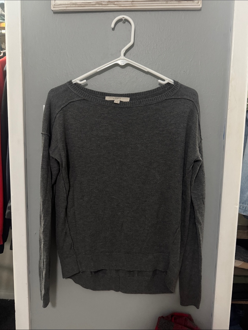 LOFT Charcoal Gray Crewneck Sweater